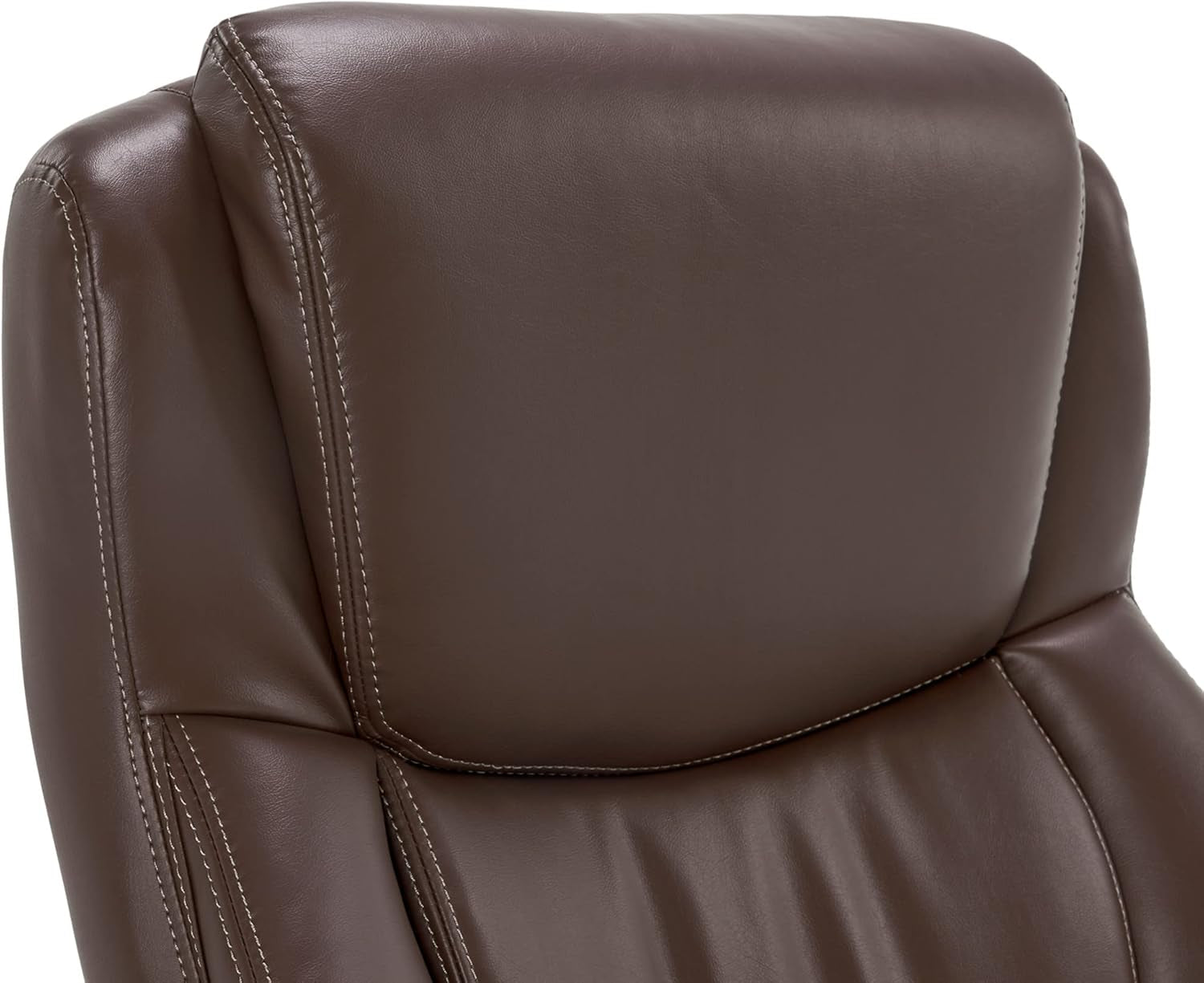 Delano Big & Tall Executive Office Chair | High Back Ergonomic Lumbar Support, Bonded Leather, Brown with Weathered Gray Wood |-3