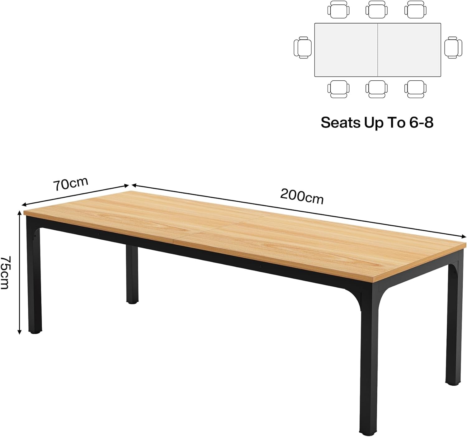 Dining Table for 6-8 People, 78-Inch Large Narrow Long Rectangular Kitchen Dinner Table, 8 Seat Rustic Wood Dining Room Table for Kitchen, Living Room (Only Table)-4