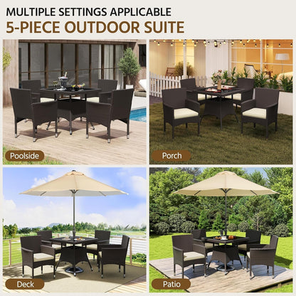 Five Piece Outdoor Rattan Furniture Set with Umbrella-3
