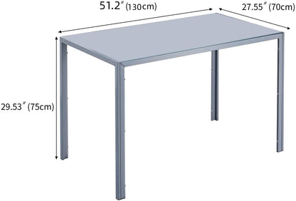 Gray Rectangular Glass Dining Table, 6-Person-1