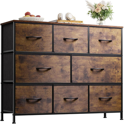 Rustic Brown Dresser with 8 Large Deep Drawers-1