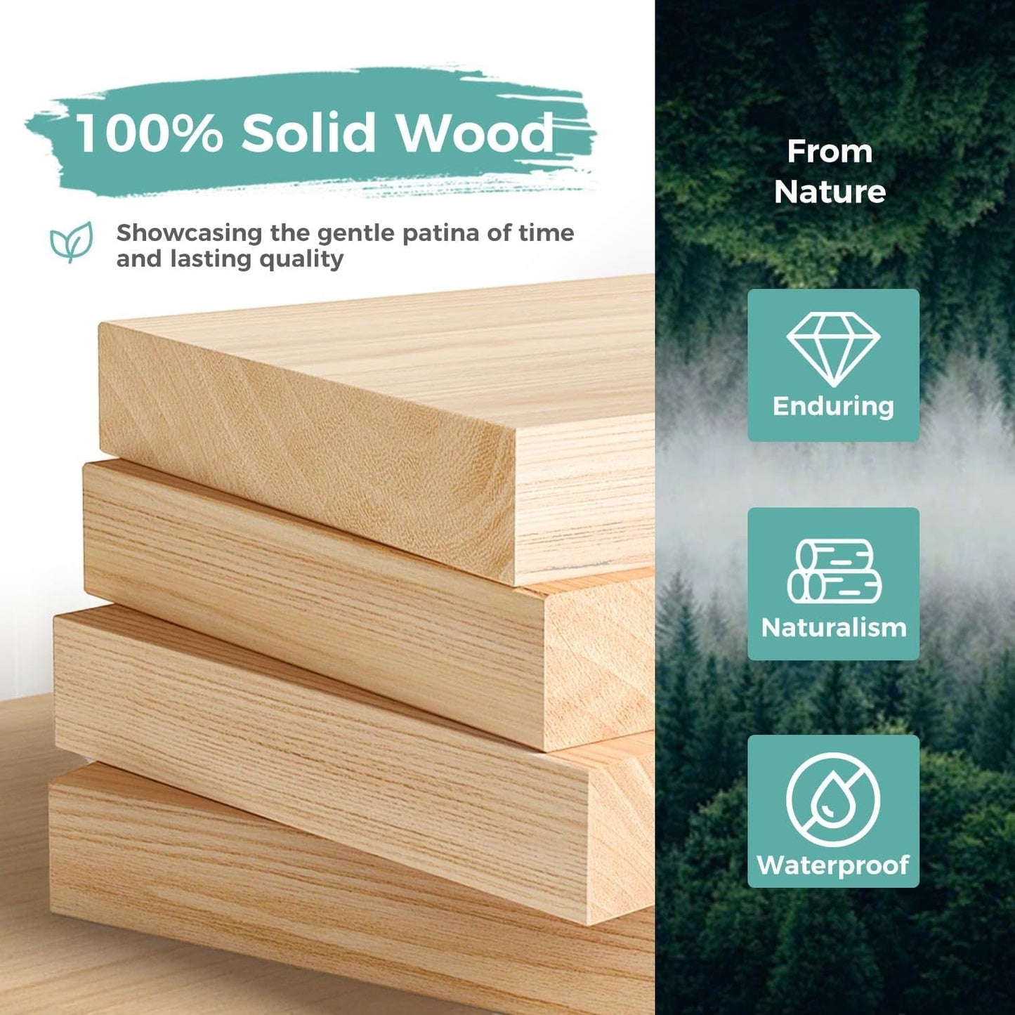 Solid Wood Dining Table For 4 Mid Century Oak Farmhouse-3