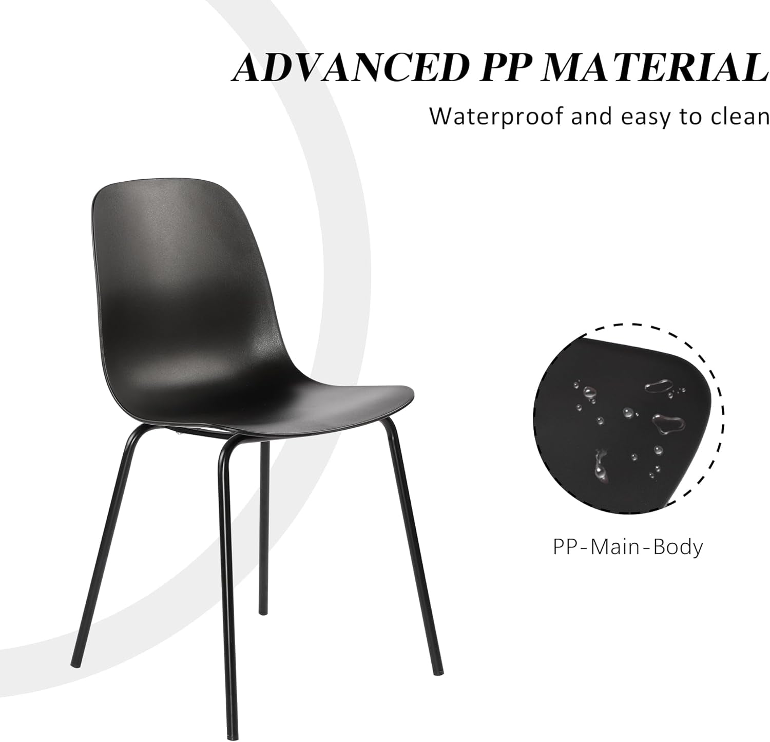 Set of 4 Dining Chairs with Legs for Kitchen Living Room(Matte Black)-3