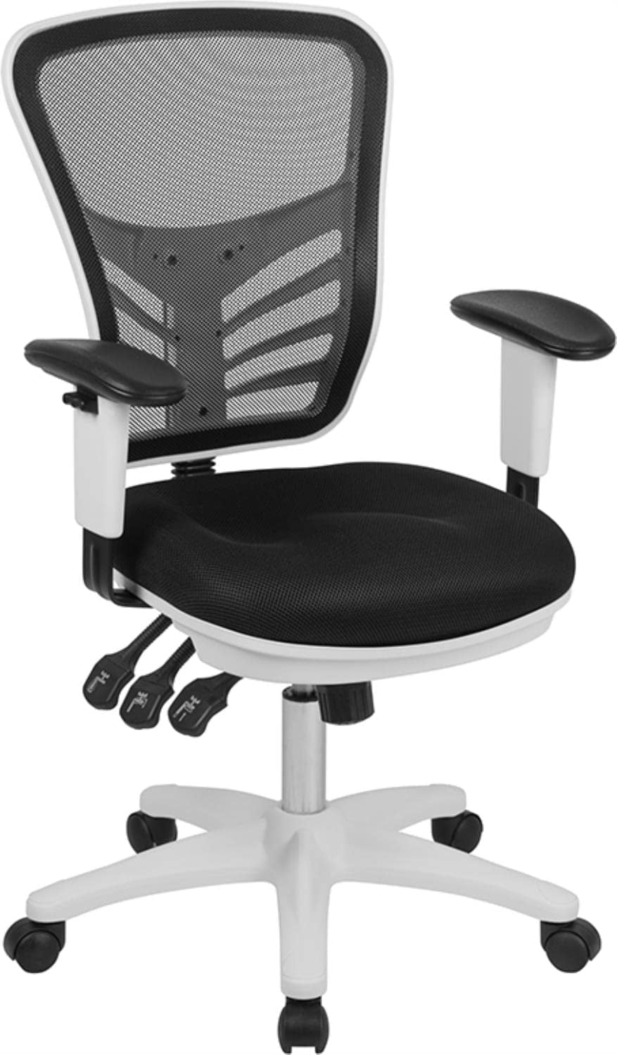 Black Mesh Executive Office Chair with Adjustable Arms-0