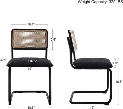 Set of 2 Black Rattan Dining Chairs-1