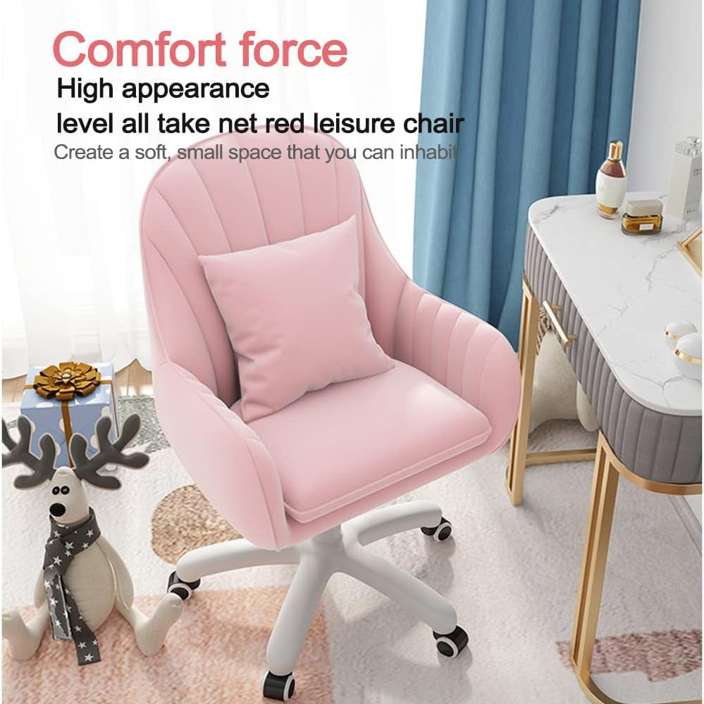 Home Office Chair Computer Chair with Mid-Back Upholstered Modern Tufted Computer Task Chair Swivel Height Adjustable Velvet Accent Chair Suitable for Bedroom, Study-3