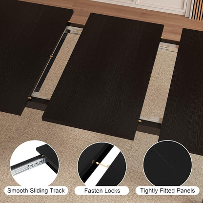 Black Modern Extendable Dining Table 63 Inch 4 To 6-4