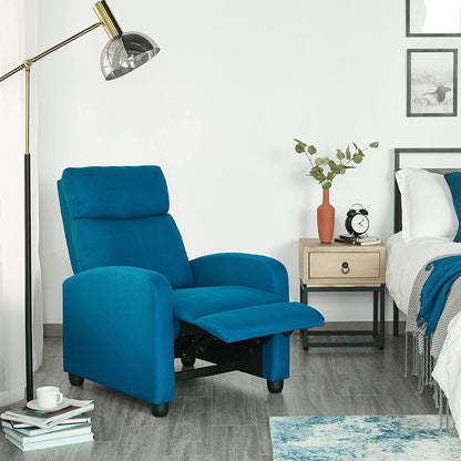 Fabric Pushback Recliner Chair, Blue-0