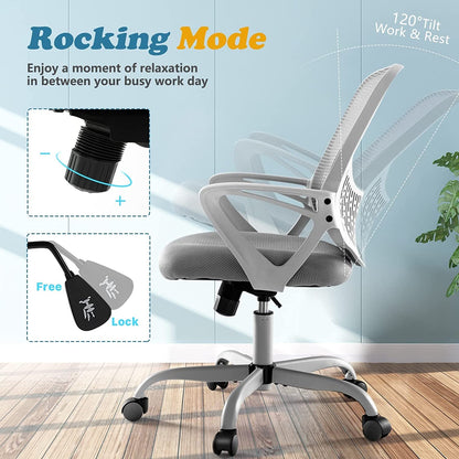 Grey Ergonomic Home Office Chair with Lumbar Support-1