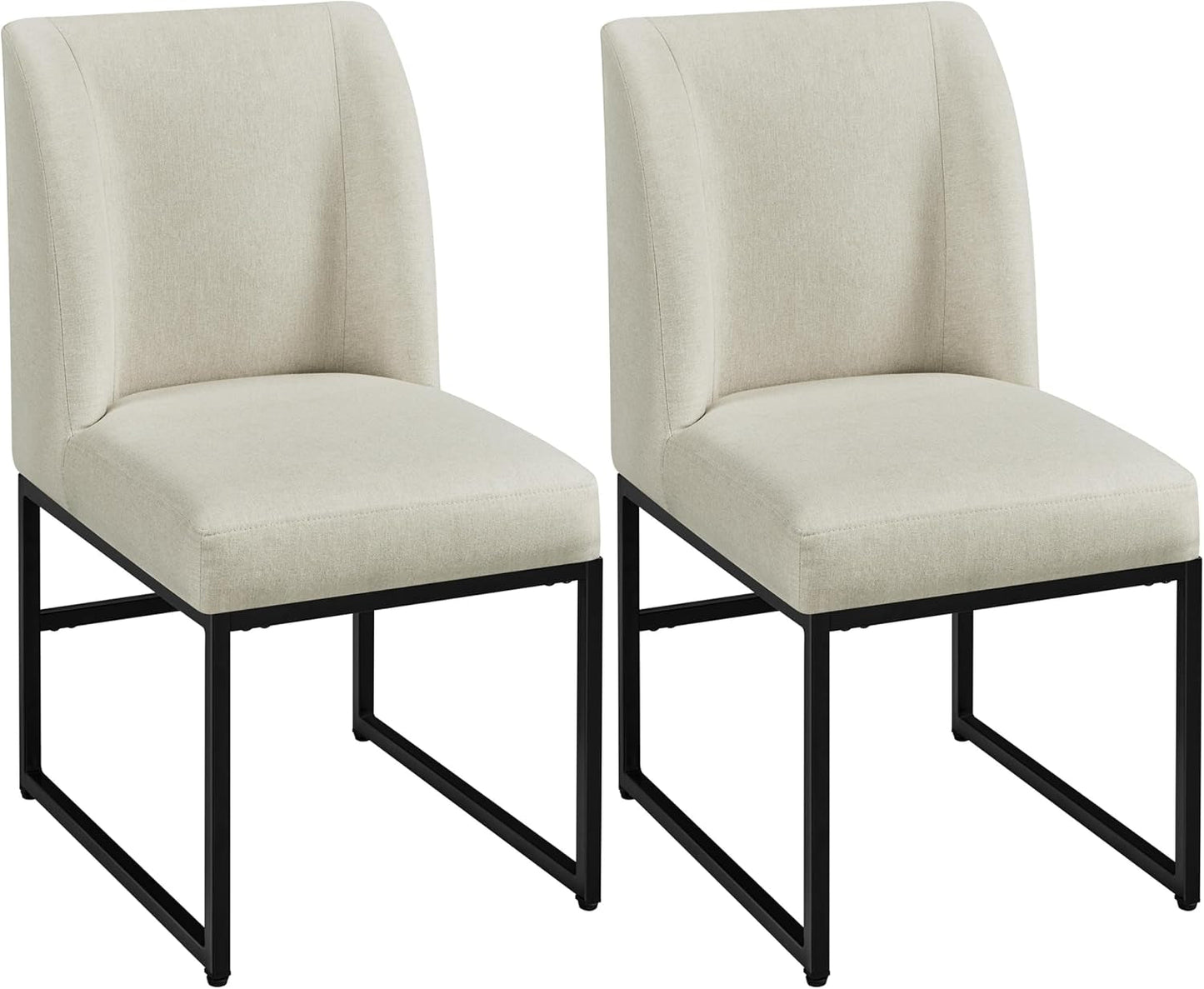 Upholstered Dining Chairs Modern Dining Room Chairs Stylish Kitchen Chairs with Mid Back Padded Seat Metal Legs for Dining Room, Living Room, Bedroom, Kitchen, Beige, Set of 2-0