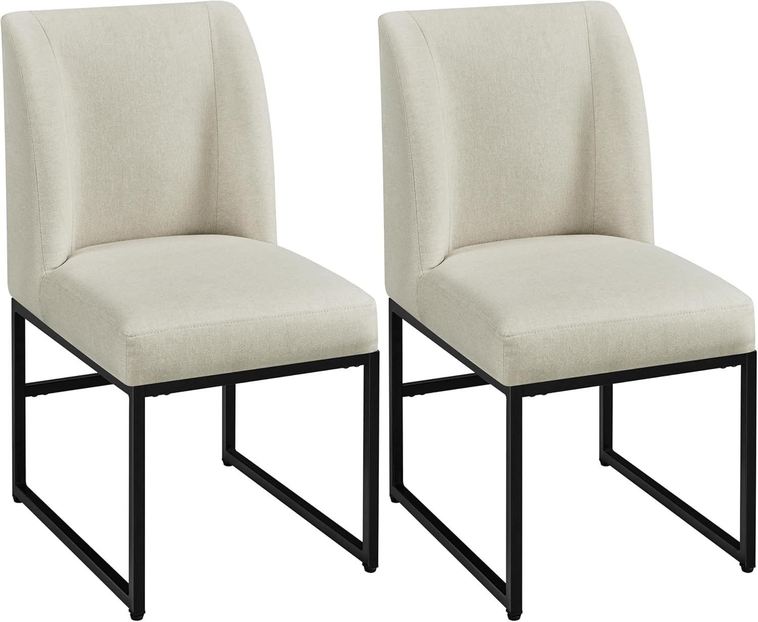 Upholstered Dining Chairs Modern Dining Room Chairs Stylish Kitchen Chairs with Mid Back Padded Seat Metal Legs for Dining Room, Living Room, Bedroom, Kitchen, Beige, Set of 2-0