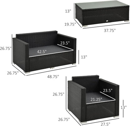 White Wicker 4-Piece Patio Sectional Sofa Set-4