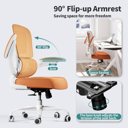 Office Chair - Ergonomic Desk Chair with Adjustable Lumbar Support, Mesh Computer Chair, Executive Chair for Home Office Comfortable Lumbar Support (Orange)-4