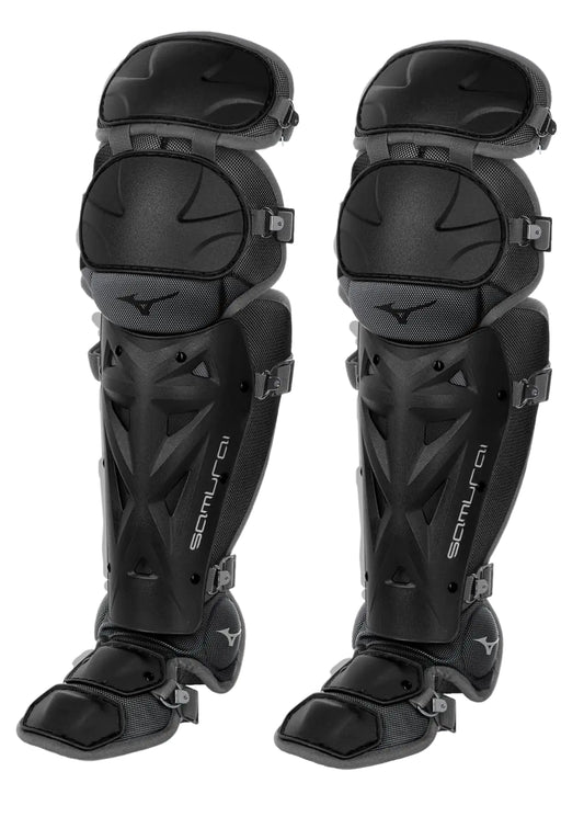 Mizuno Samurai Fastpitch Softball Womens Shin Guards 15" BLACK-GREY