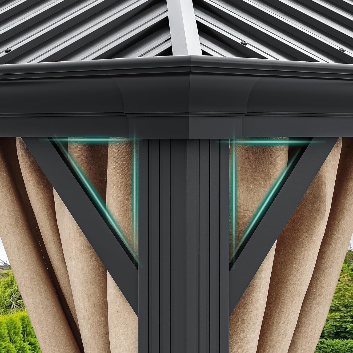 10x12 Hardtop Gazebo Netting Curtains Steel Brown-1