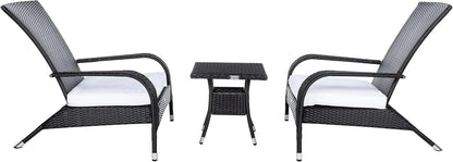 Outdoor Collection Edna Black/White Cushion 3-Piece Lounge Set PAT7719A-4
