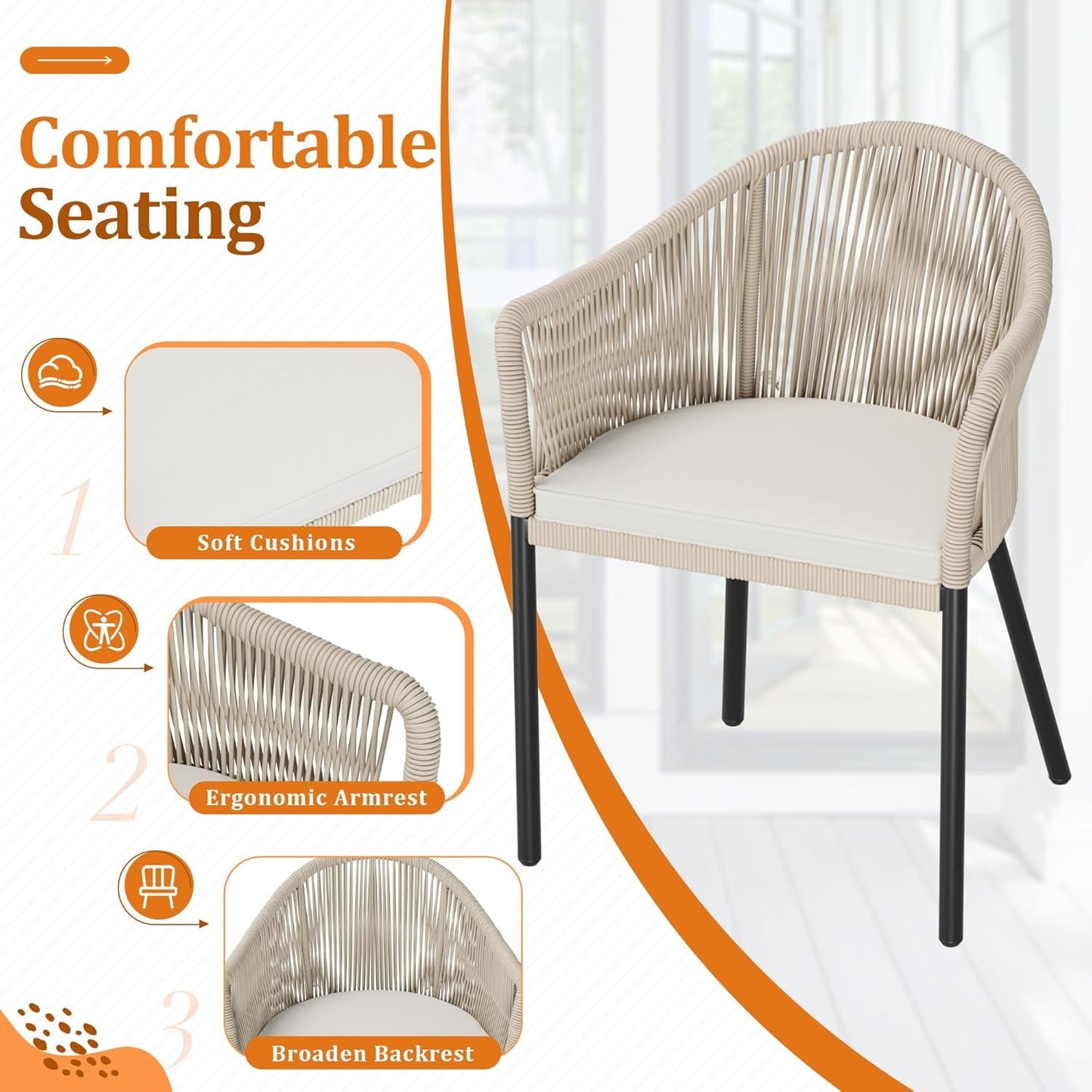 Patio Bistro Set 3 Piece Rope Wicker-2