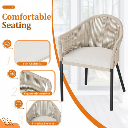 Patio Bistro Set 3 Piece Rope Wicker-2