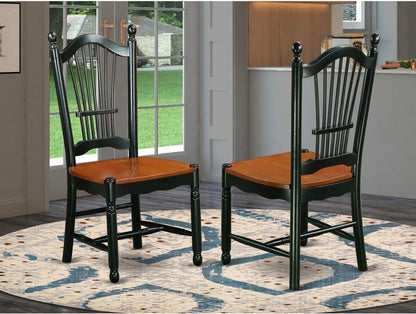 DOC-BCH-W Dover Dining Chairs - Slat Back Wood Seat Kitchen Chairs, Set of 2, Black & Cherry-1