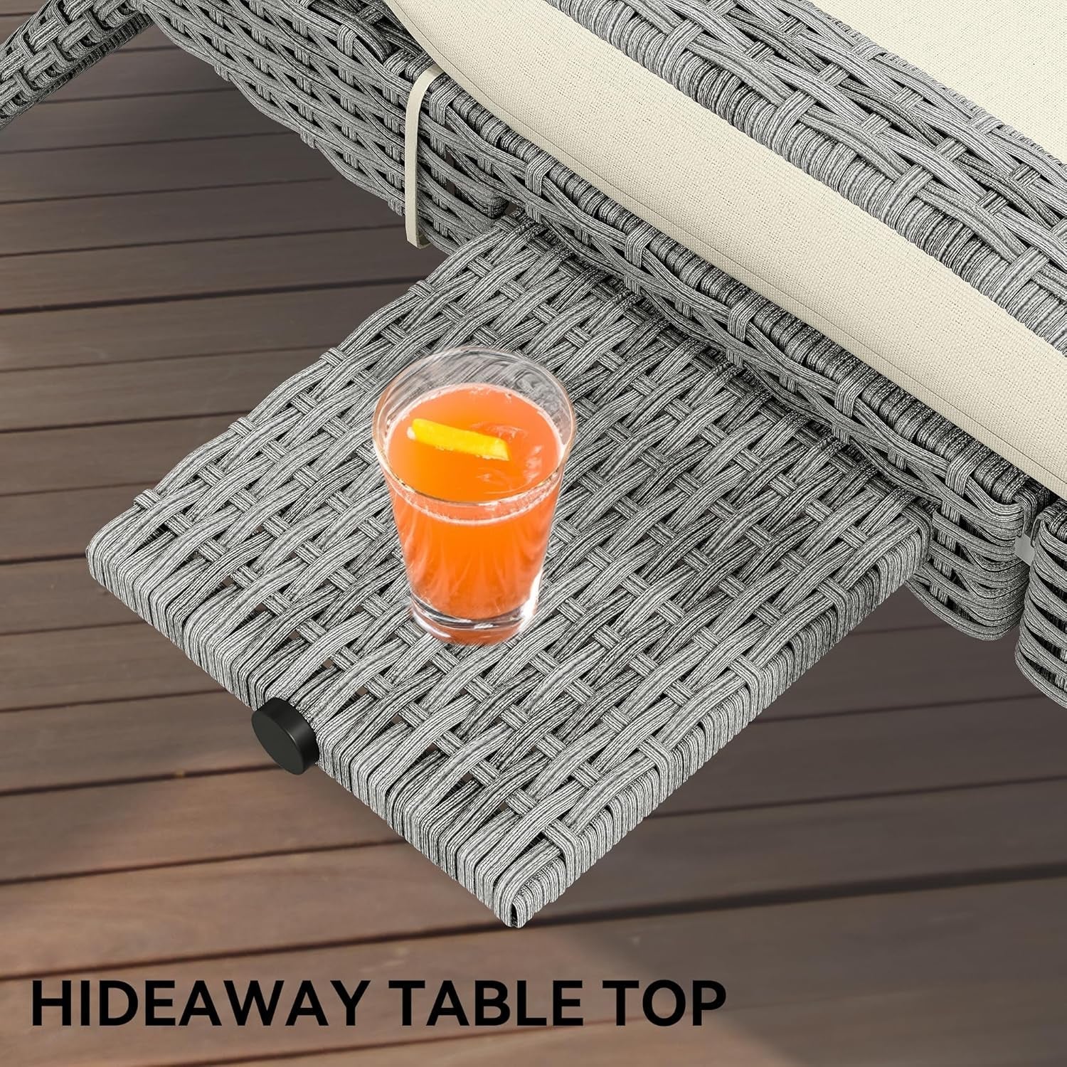 Outdoor Wicker Lounge Chair Set with Adjustable Backrest-3