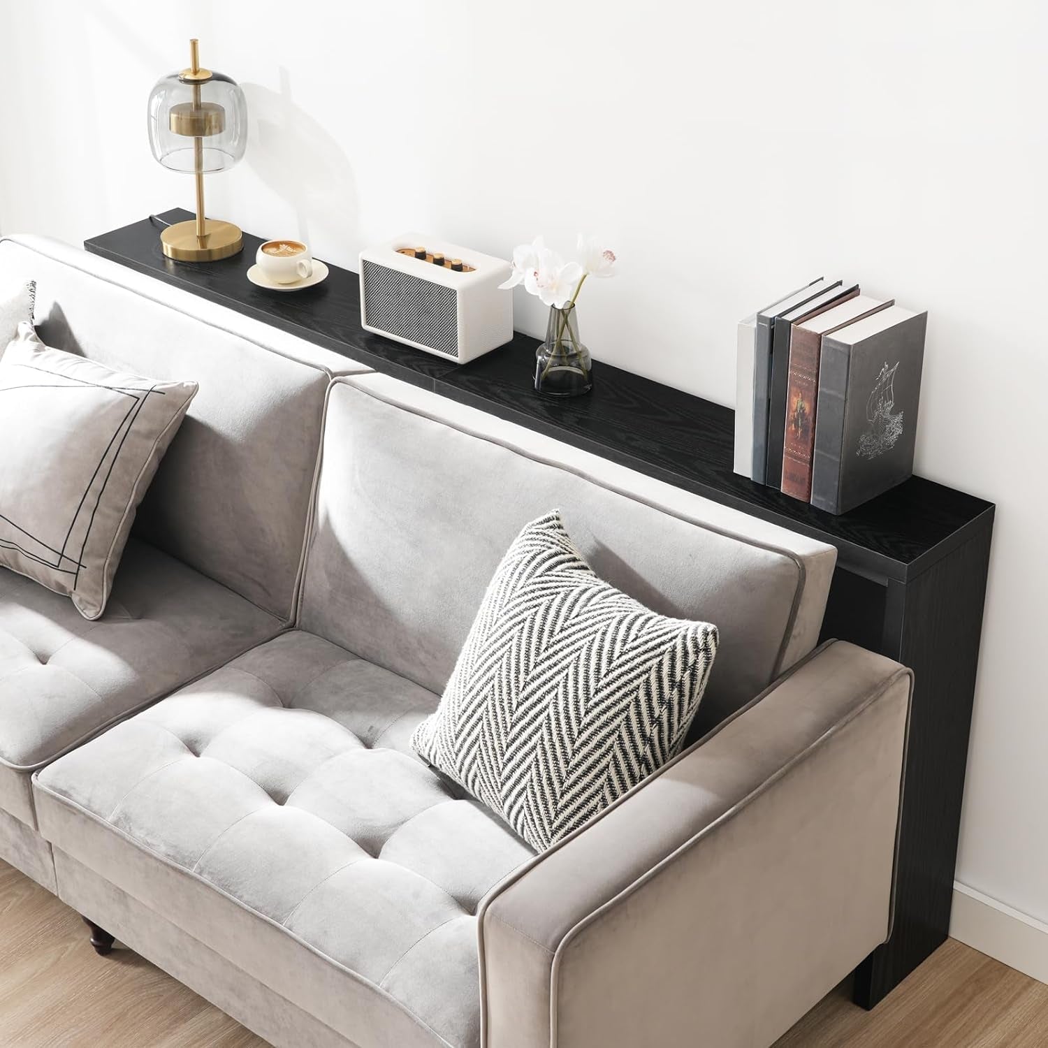 Console Table, 70.9" Long Sofa Table behind Couch, Narrow Entryway Table, Farmhouse Dining Table with Angled Metal Frame, Industrial Console Table for Entryway, Black CTHB18801-3