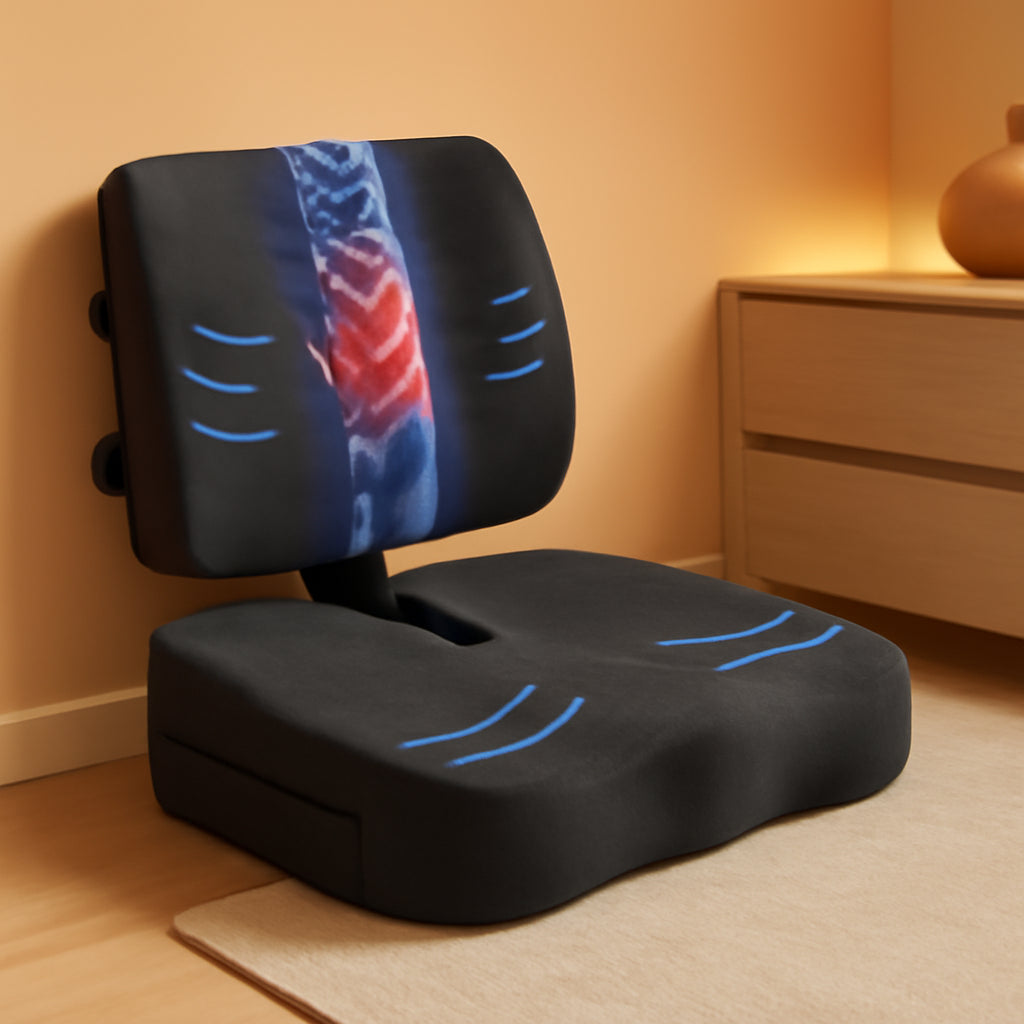 Seat Cushion and Lumbar Support for Office Chair, Desk Chair Cushion, Memory Foam Office Chair Cushion, Non Slip Sitting and Back Pillow for Gaming, Car Seat Cushion, Chair Pad, XL-0