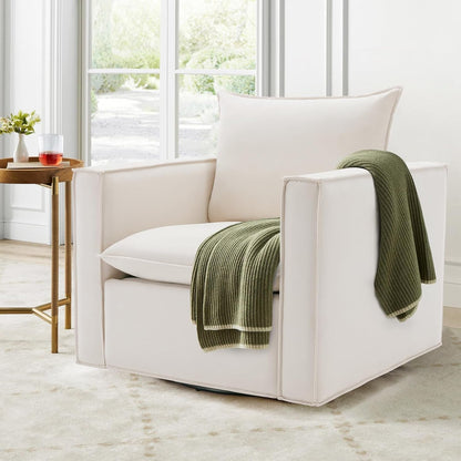 Swivel Accent Chair Set of 2 Beige Upholstered Chairs-3