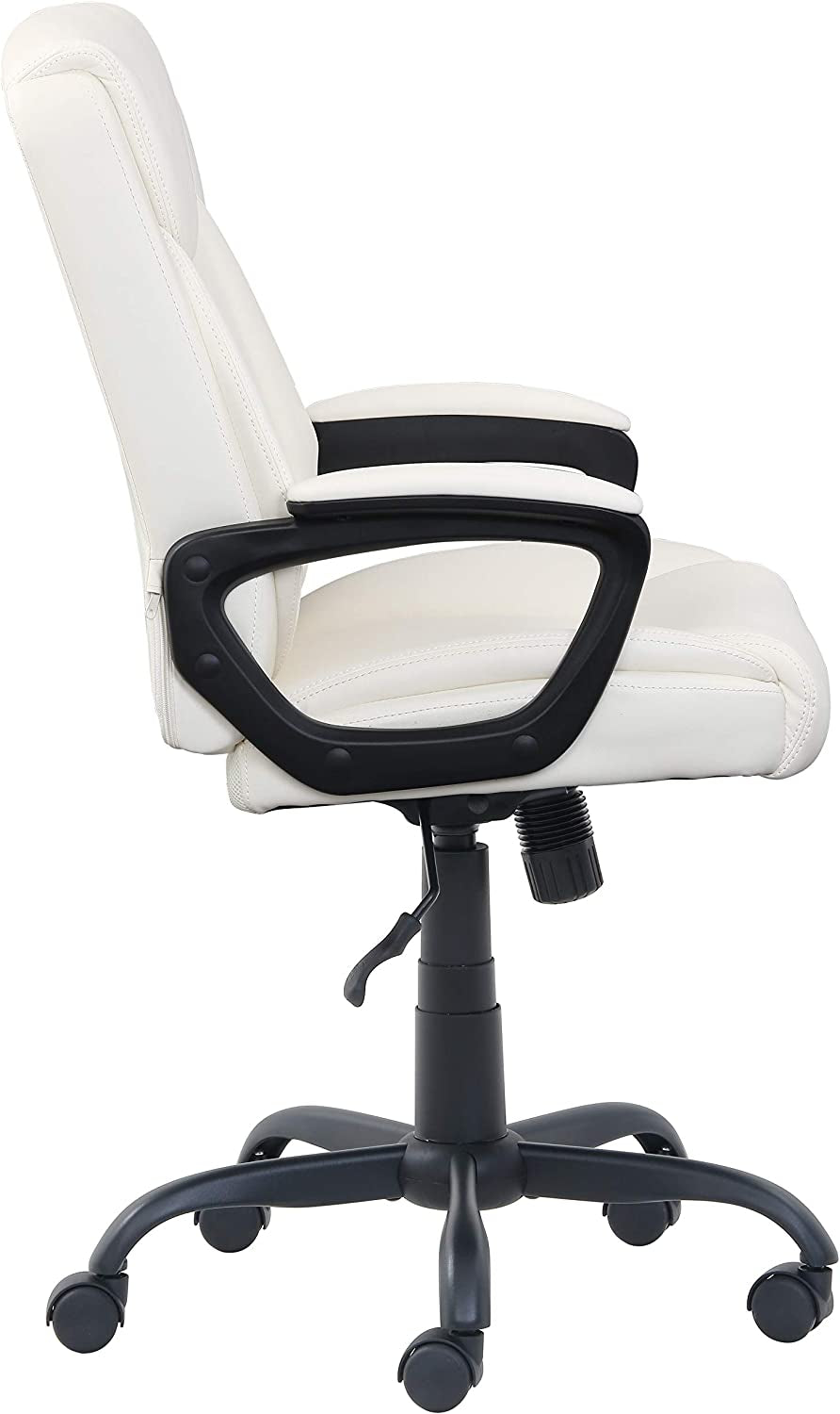 Padded Mid-Back Office Chair with Armrest - Cream-3