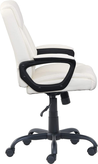 Padded Mid-Back Office Chair with Armrest - Cream-3