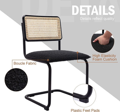 Set of 2 Black Rattan Dining Chairs-2