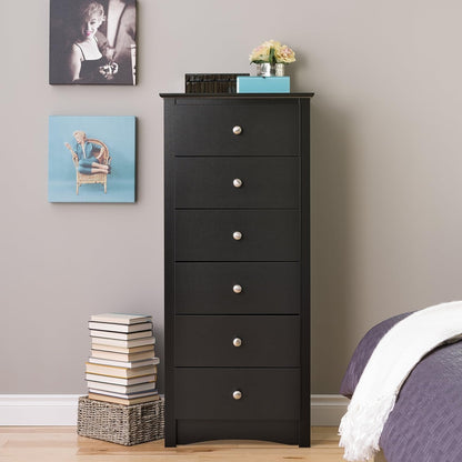 Sonoma 6 Drawer Dresser for Bedroom, Tall Chest of Drawers, Bedroom Furniture, Clothes Storage and Organizer, 19" D X 23.25" W X 52.75" H, Black-1