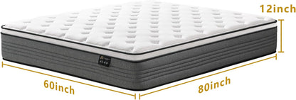 12 Inch Queen Hybrid Mattress with Gel Memory Foam-1