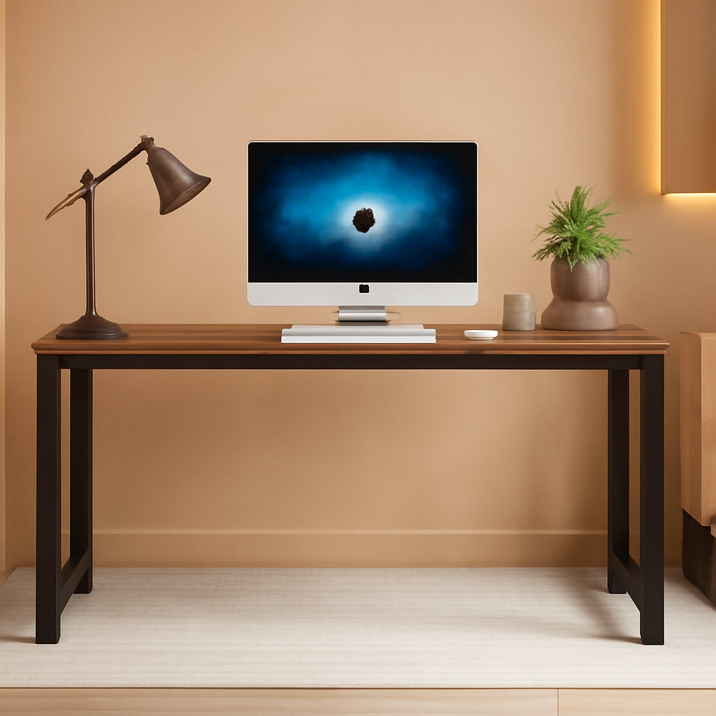 Computer Desk, 63 Inch Large Office Desk Computer Table Study Writing Desk Workstation for Home Office, Rustic Brown-0