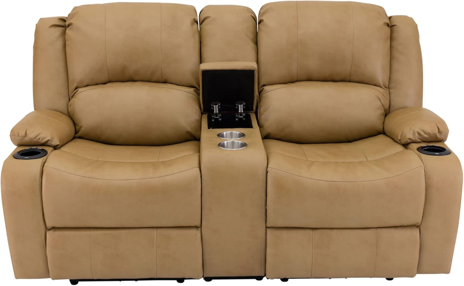 Charles 67" Powered Double RV Wall Hugger Recliner Sofa RV Loveseat with Upgraded 2023 Fabric (Toffee)-1