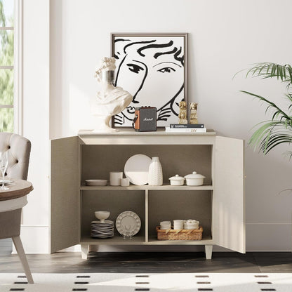 Beige Buffet Sideboard Wood Credenza Console Storage-4