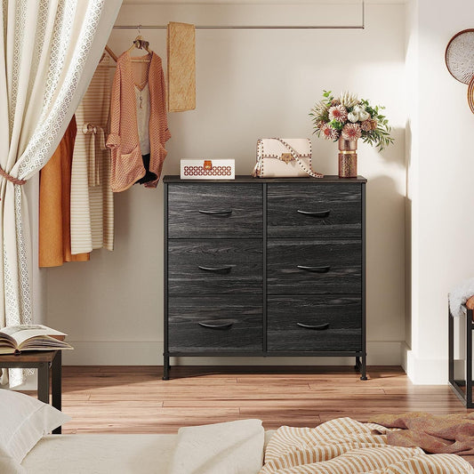 6 Drawer Fabric Chest with Bins-0