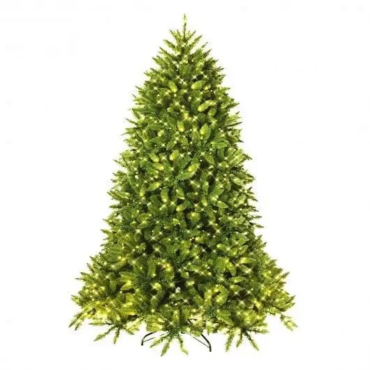 7.5 Feet Artificial Fir Christmas Tree with LED Lights and 1968 Branch Tips - Color:Green, Size:7.5 ft - Christmas Tree