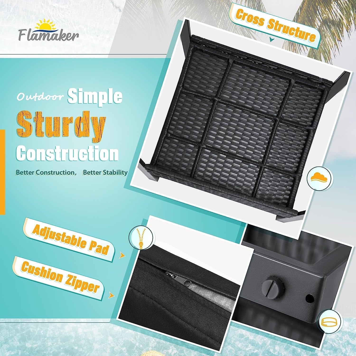 Black 3 Piece Wicker Patio Conversation Set-4