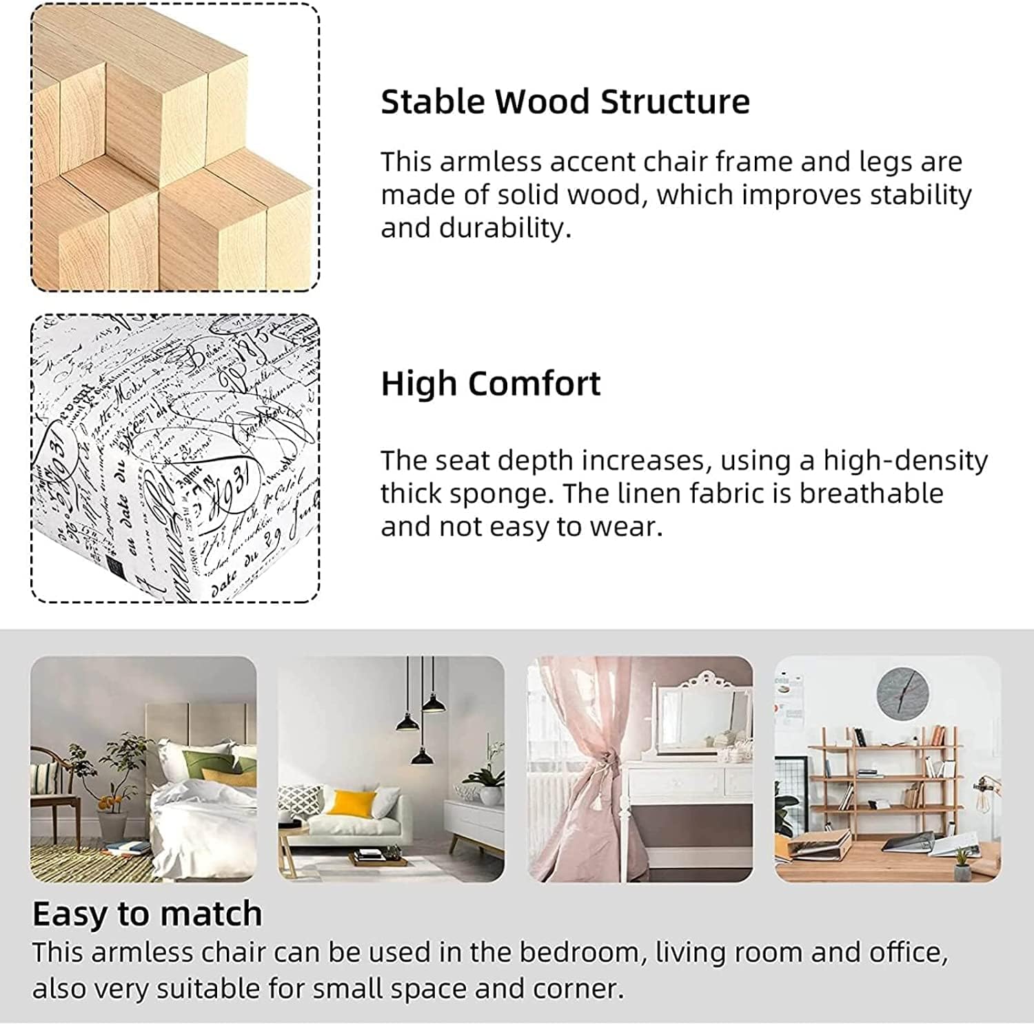 Modern White Armless Accent Chairs Set of 2-1