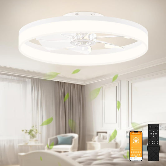 23.6" White Low Profile LED Fan Light-0