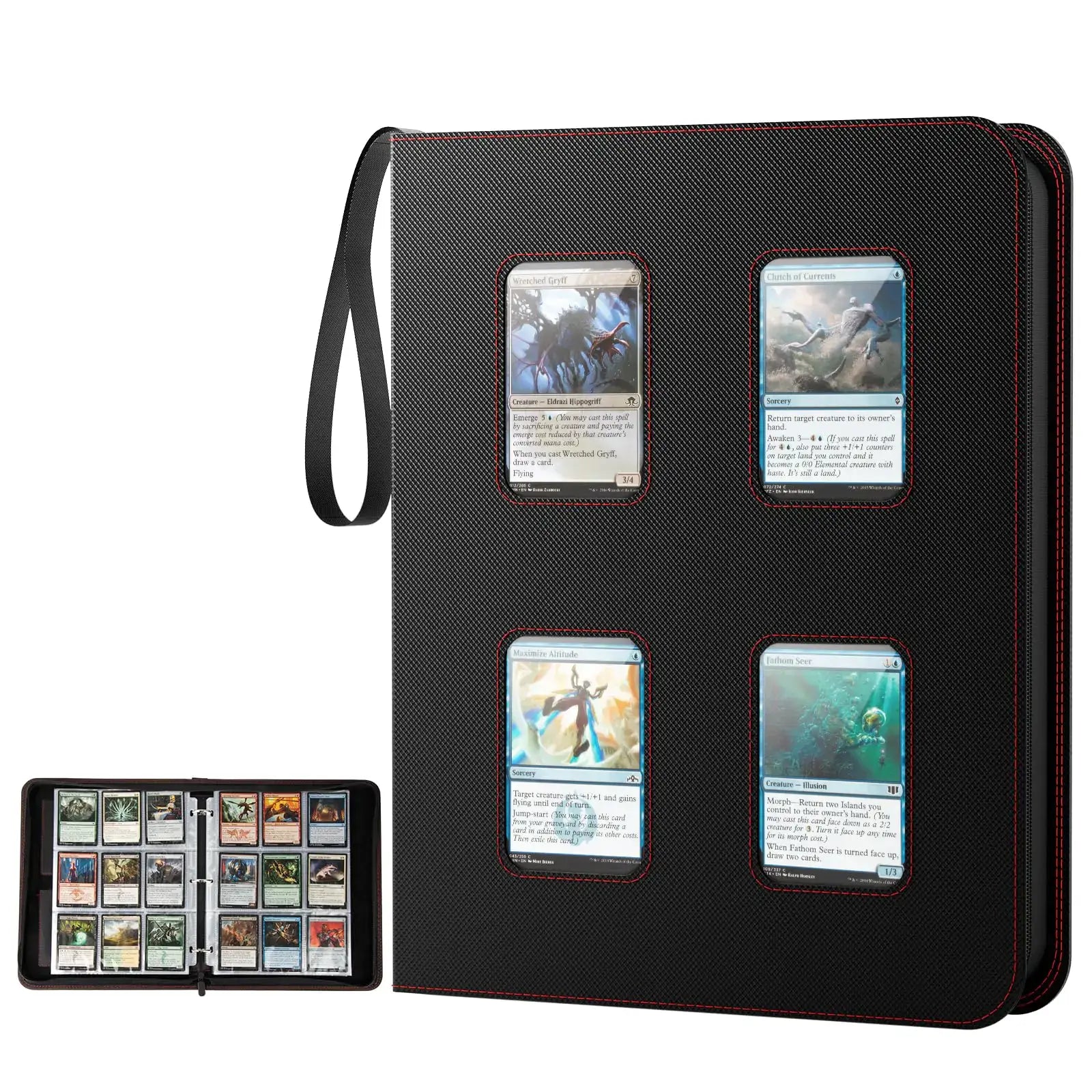 Black Trading Card Binder with 720 Pockets and Clear Windows for MTG TCG Sports Cards