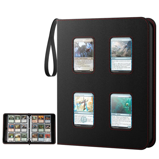 Black Trading Card Binder with 720 Pockets and Clear Windows for MTG TCG Sports Cards