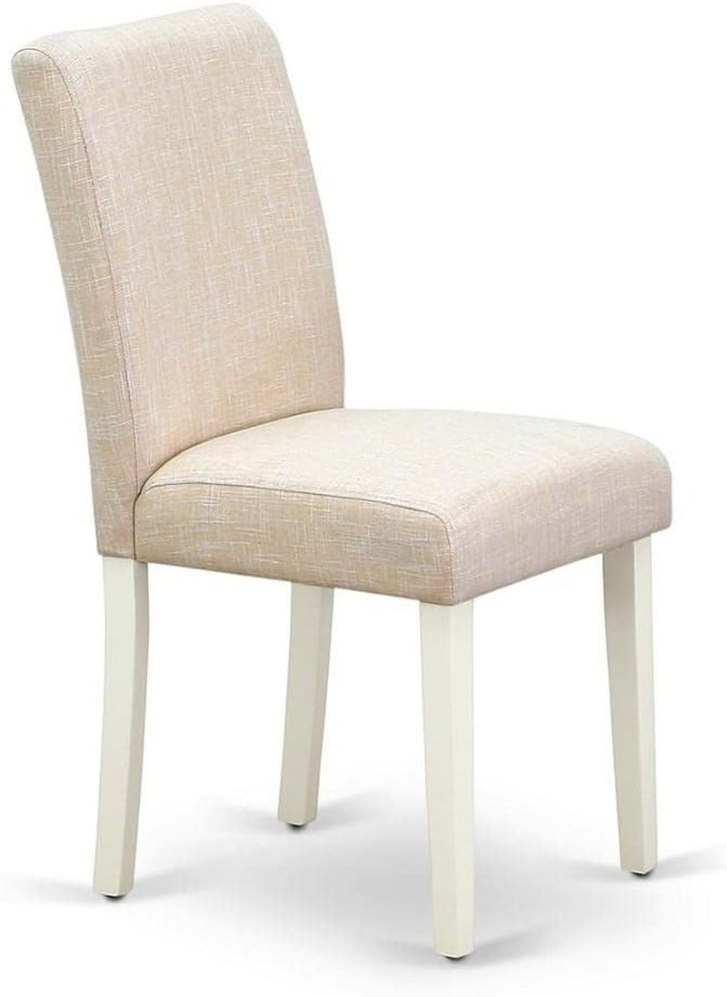 Abbott Parson Dining Room Chairs - Light Beige Linen Fabric Upholstered Chairs, Set of 2, Linen White-2