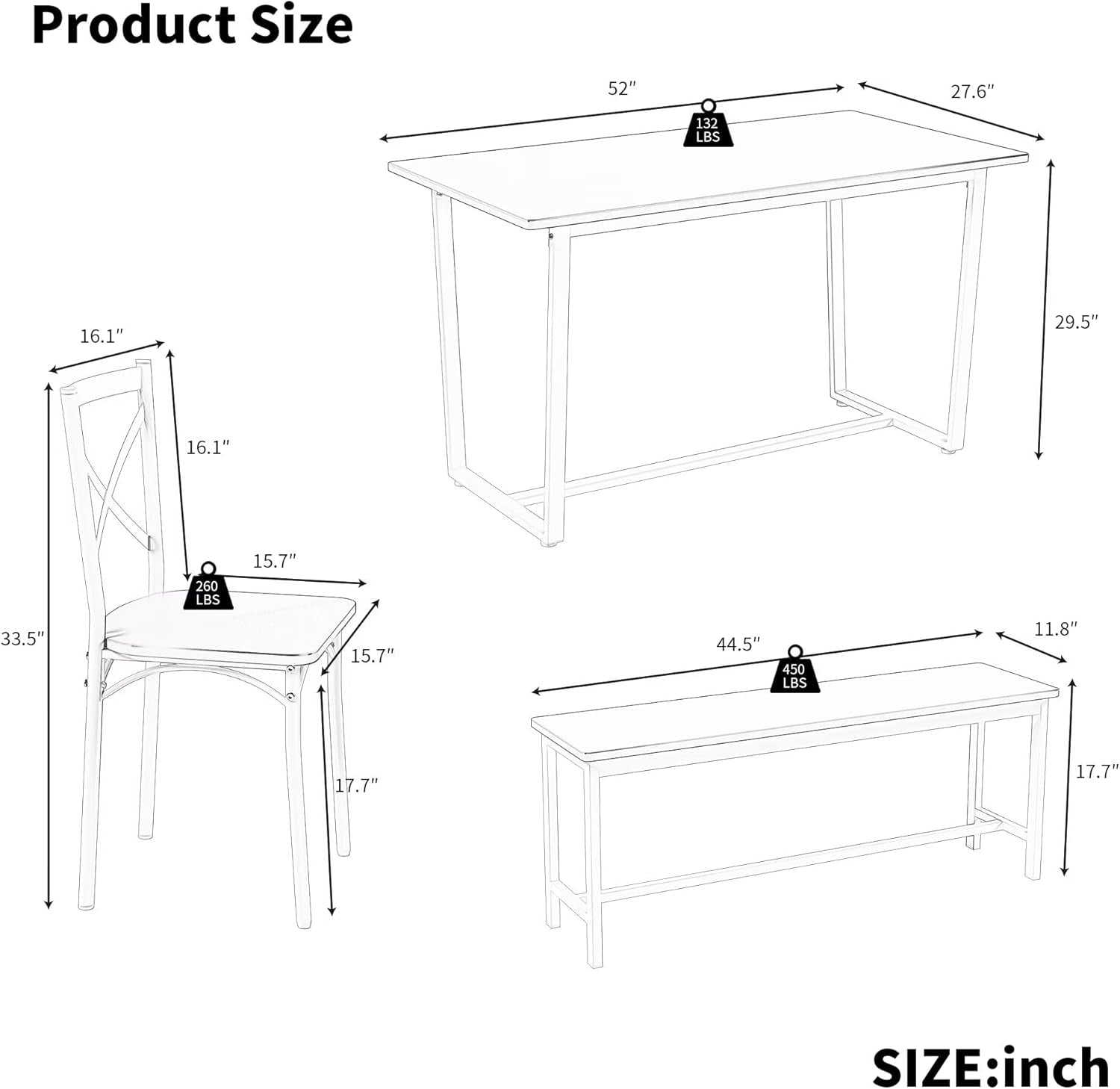 Gray 6 Piece Dining Set Easy Assembly Table Chairs Durable-1