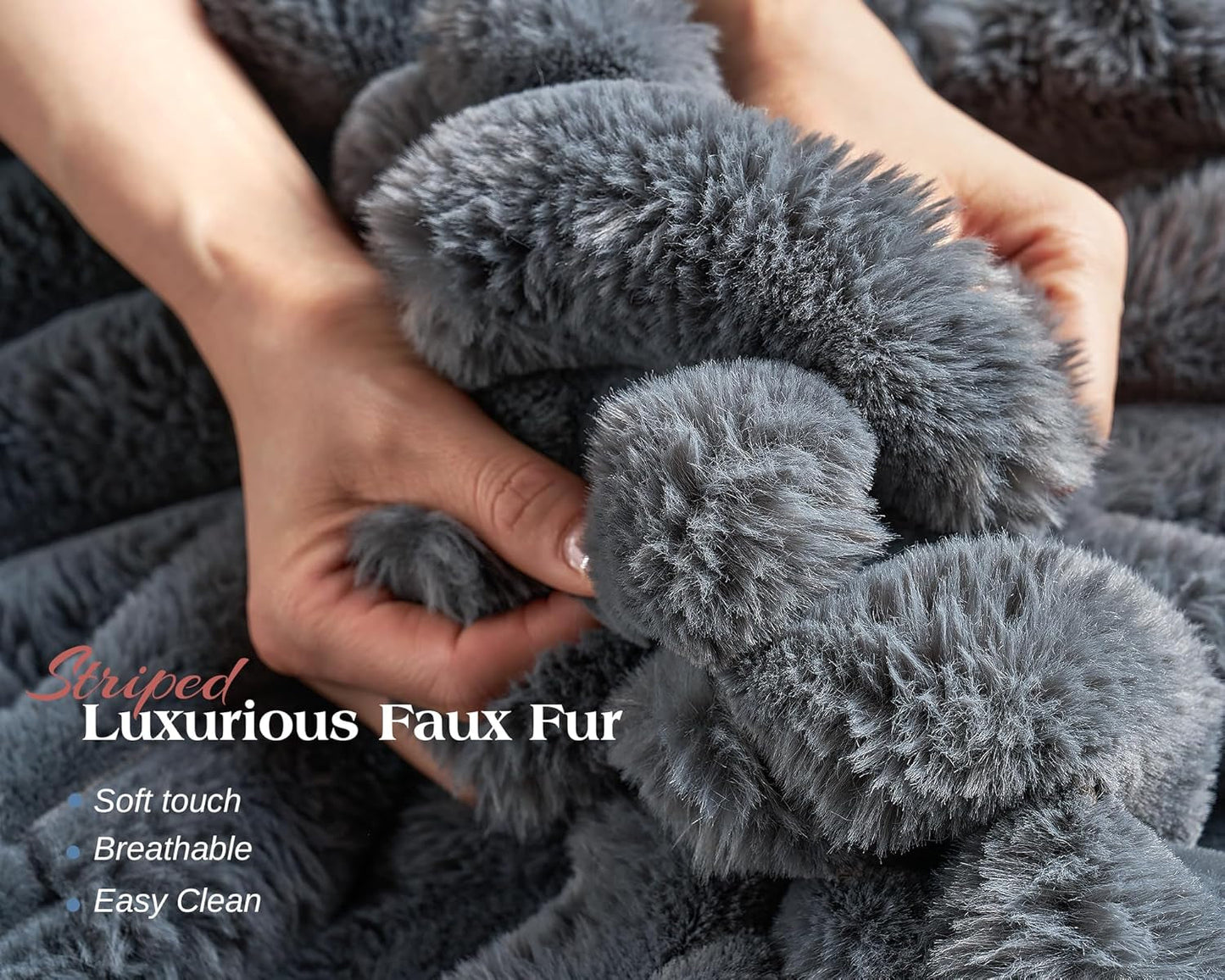 53 Inch Chaise Lounge Indoor, Plush Sleeper Chair with Throw Pillows, Upholstered Sofa Bed with Armrests, Plush Chair Bed for Living Room(Grey)-3