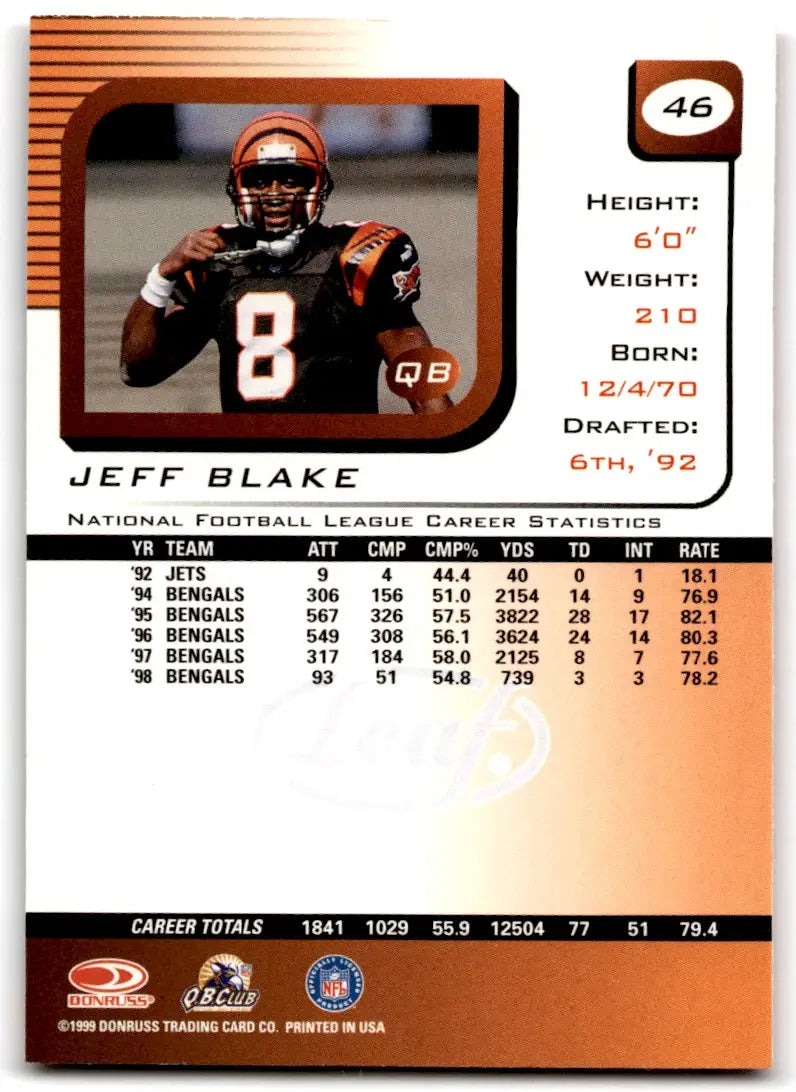1999 Donruss Leaf Rookies & Stars Jeff Blake Cincinnati Bengals #46