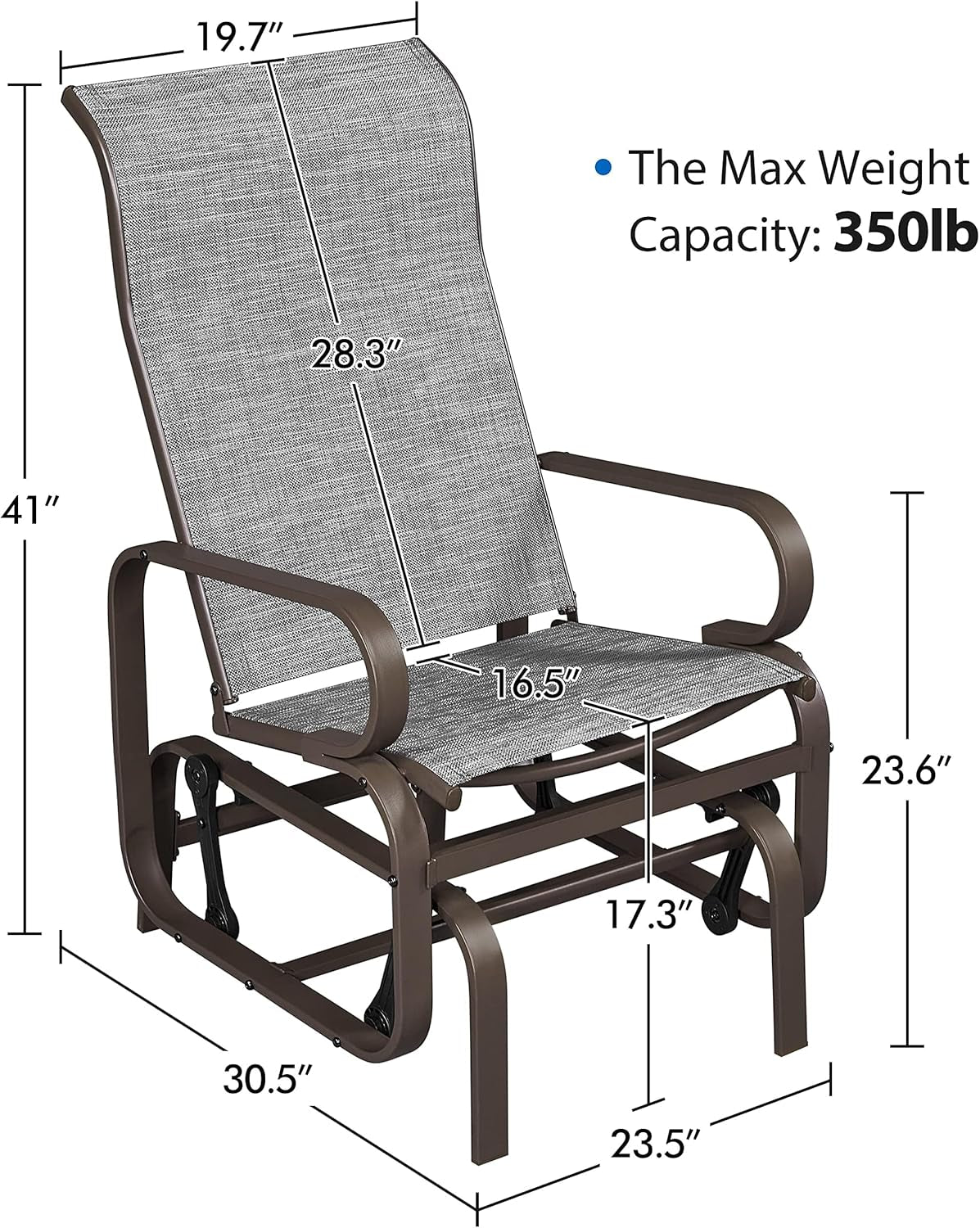 Outdoor Patio Glider Chairs with Breathable Sling Fabric-2