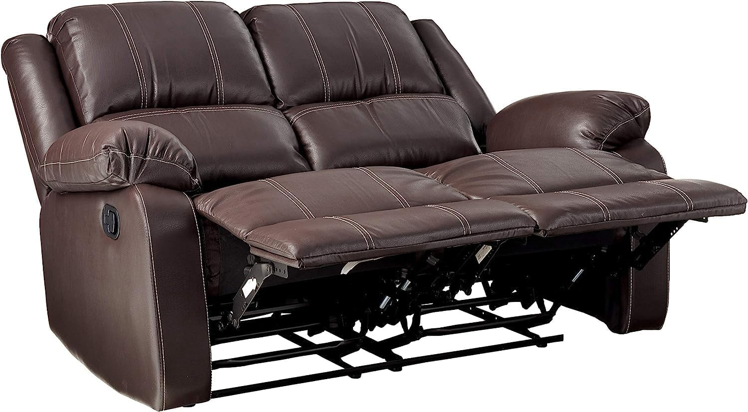 Brown Faux Leather Recliner Loveseat-3