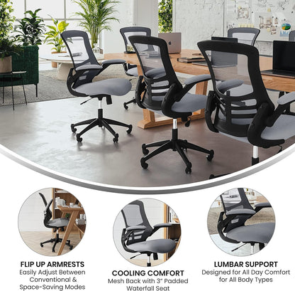 Kelista Office Chair, Ergonomic, Mid-Back, Dark Gray Mesh with Swivel-3