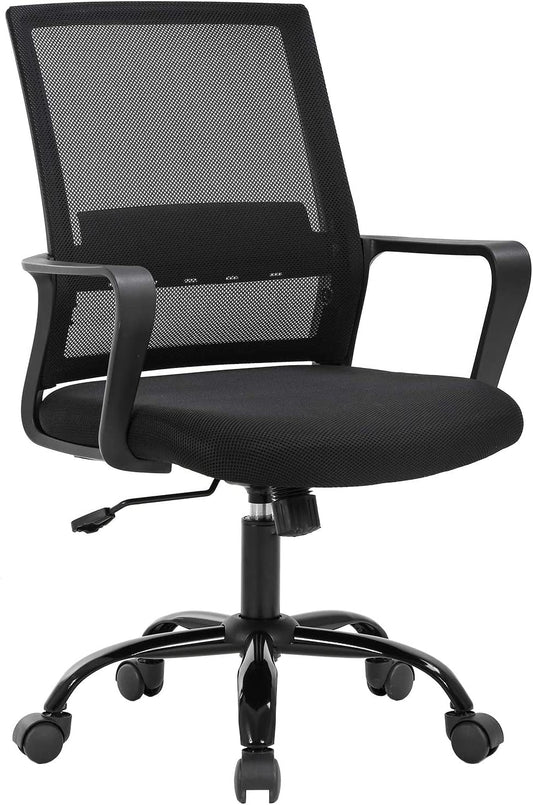 Home Office Chair Ergonomic Desk Chair Swivel Rolling Computer Chair Executive Lumbar Support Task Mesh Chair Adjustable Stool for Women Men (Black)-0